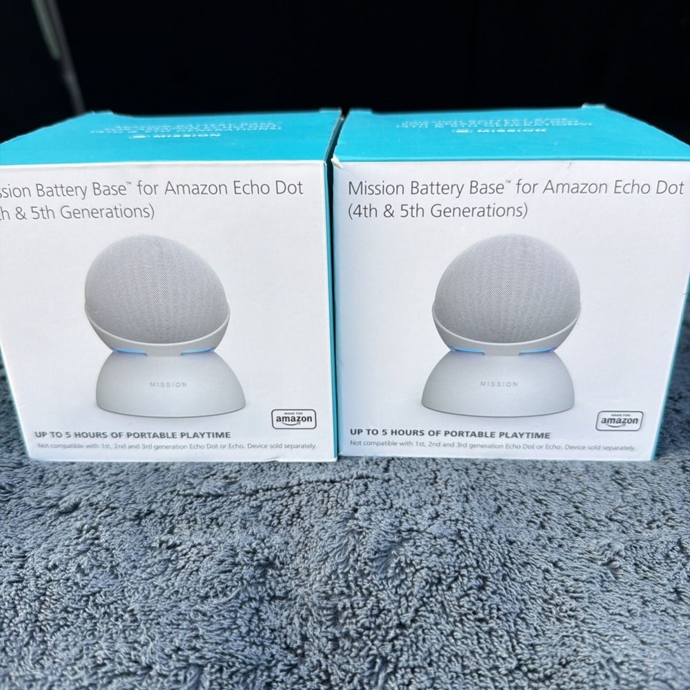 Made for Amazon Battery Base for Echo Dot (5th Gen) White 2-Pack